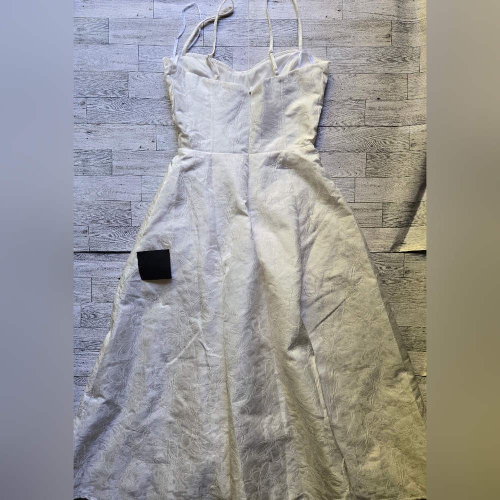 Lulus Meet Me For Tea White Jacquard Bustier Midi Dress - Picture 5 of 8